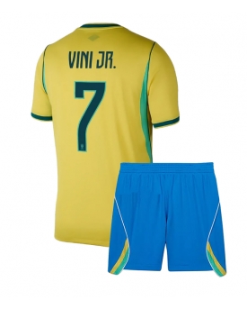 Billige Fotballdrakt Brasil Vinicius Junior #7 Replika Hjemmedraktsett Barn VM 2026 Kortermet (med bukser)